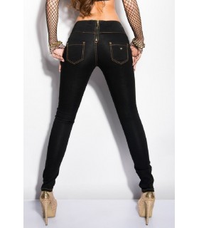 Black jeans with rear zipper