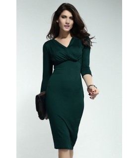Green 3/4 Sleeve Mid dress