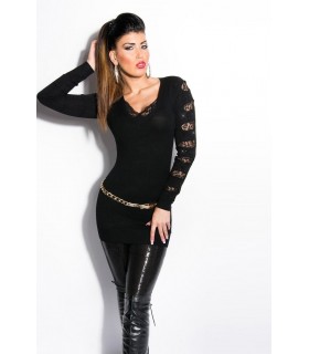 Koucla black lace-orned rhineule