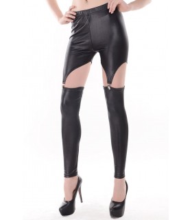 Mustat wetlook garter leggingsit