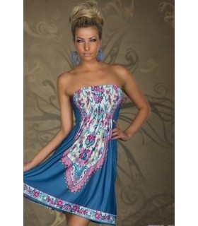 Lina sininen printtimekko (plus size)