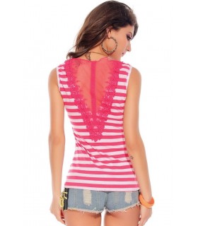 Pink and white stripe top