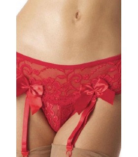 Red thongs with garter vests