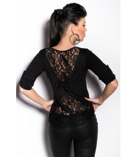 Koucla black lace-orned shirt with rye