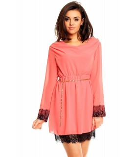 Italy Moda coral lace-sicored dress