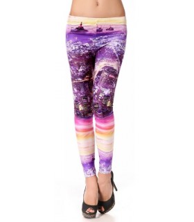 Purple print pattern leggings