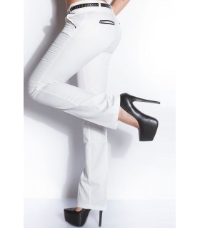 Koucla white business pants with belt