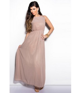 Koucla cappuccino lace-orned maxi dress