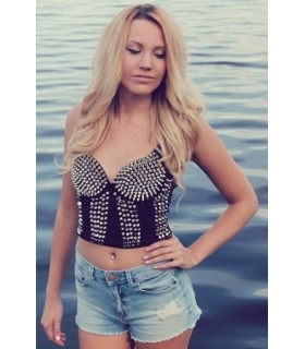Silver rivet-cinched top