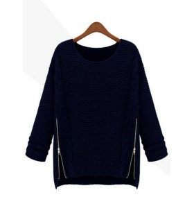 Dark blue sweater with zippers