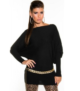 Black Bat Sleeve Long Knit