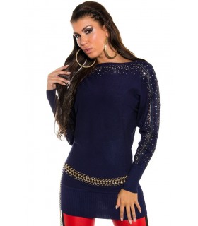 Koucla blue rhine-lying knit dress with bat sleeves