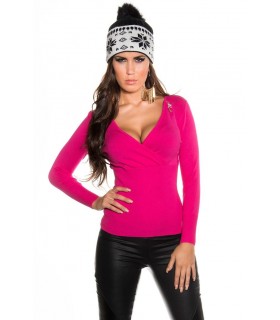 Koucla pink v-knit with zipper decorations
