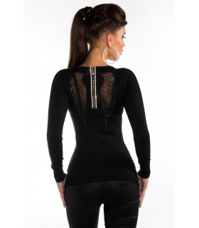 Koucla with black rhine-tinted knit with wings and zipper