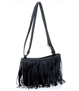 Black handbag with fringe