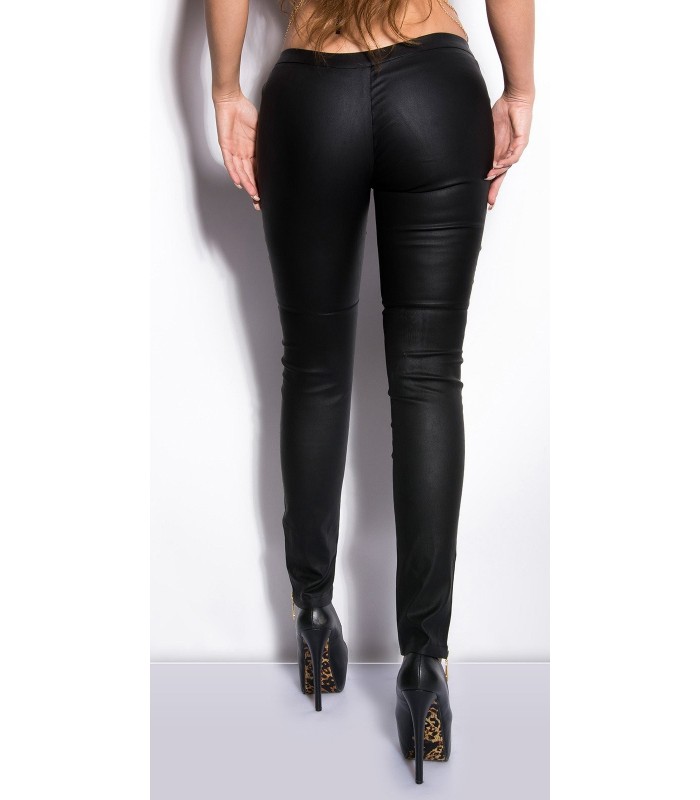 Koucla svarta wetlook treggings med dragkedjor – kuva 3