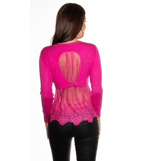 Koucla pink decorative embroidered loose knit