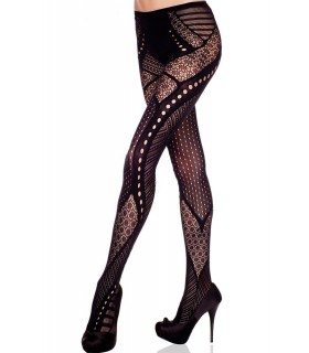 Black multi-pattern tights
