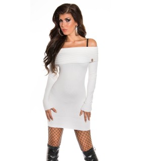 Koucla button-colored knit dress with drip blowers