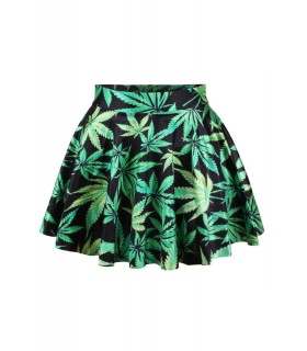 Leaf pattern skater skirt