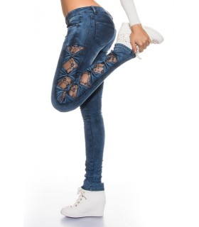 Blue bow and lace-up jeans