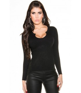 Koucla black back longer chiffon knit