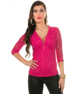 Koucla pink lace shirt with zipper