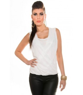 Koucla white 2in1 loose decorative embroidered top