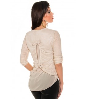 Koucla beige rusettikoristeinen paita