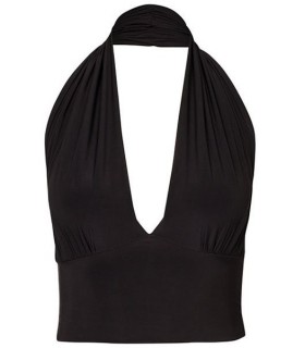 Black short halterneck top