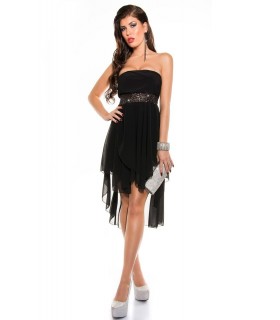 Koucla black sequin-embelled high low dress