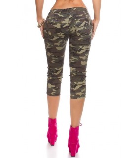 Military-pattern capri jeans