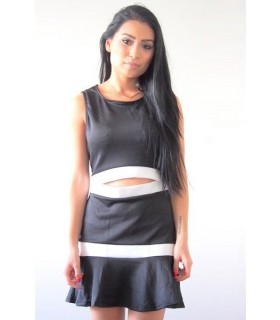 Black and white cut out mini dress