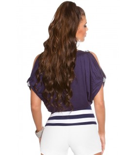 Koucla dark blue loose stripe shirt with rhine decorations