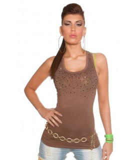 Koucla cappuccino decorative embroidered rhine top