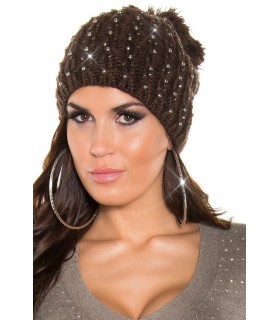 Koucla brown rhine-lying beanie with tassel
