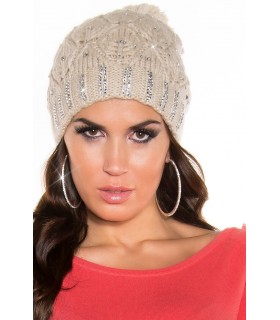 Koucla beige strassipipo with tassel