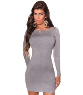 Koucla grey knit dress with rhinechews and spikes