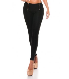 Black zipper and leather treggings
