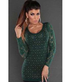 Koucla green rhine-ed lace knit