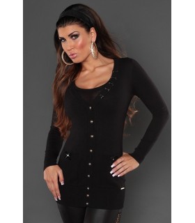 Koucla black v-cardigan with rye