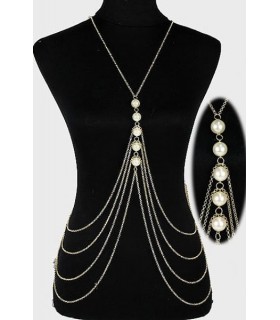 Gold beaded body necklace