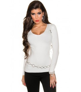 Koucla white knit with rhine overs and zippers
