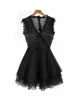 Black chiffon party dress