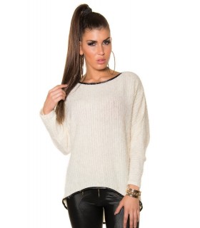 Koucla cream high low sweater
