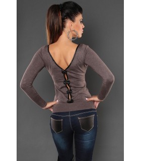 Koucla taupe bow-tinted knit