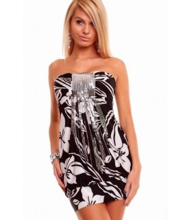 Black and white sequin tum block