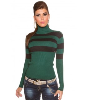 Koucla -black high-collared stripe knit