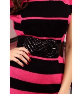 Black wetlook decorative waist belt
