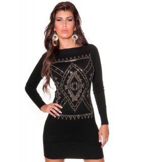 Koucla knit dress with rhine decorations